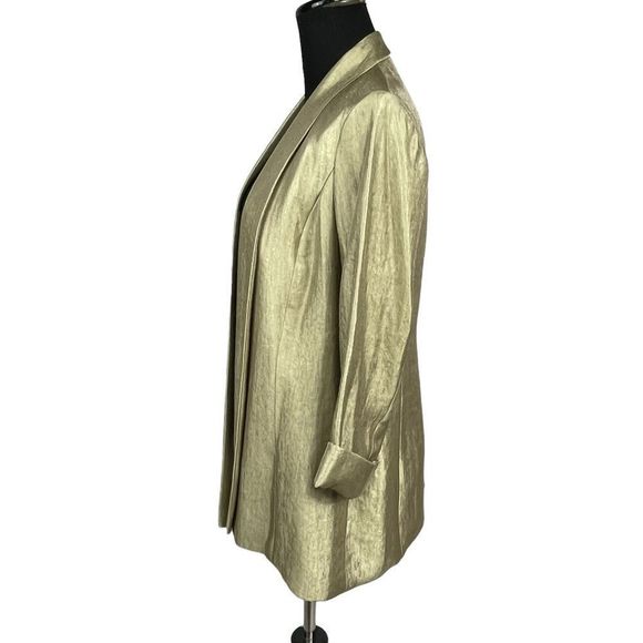 Kasper 2 piece Kristy Slim Fit Pant Suit Slacks Open Front Blazer Gold M… - Picture 3 of 13